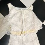 Vintage 70s Union Made Lace Baby Doll Dress Ivory & Yellow Empire Waist Sheath S White Photo 6
