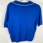 Divided Womens L Blue Polo Fine Knit Short Sleeve Sweater Retro Preppy Tennis Size L Photo 1