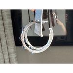 Silver Tone turquoise blue like hoop earrings western rodeo NFR ranch Jaripeo Photo 1