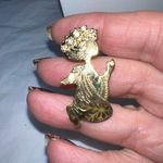 Vintage Gold Tone With Rhinestone Praying Cherub Photo 0