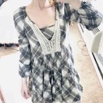 Free People black plaid ruffle hem crotchet dress Photo 3