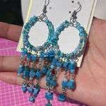Urban soul earrings silver tone blue beads circles tassels Photo 1