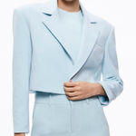 Alice + Olivia  Shan Cropped Blazer Blue Sz 2 NWT Photo 0