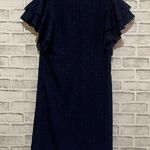 Lilly Pulitzer  Kathie dress navy blue metallic ruffle sleeves v-neck Size 2 Photo 2