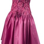 Vintage 80s Halter Fit & Flare Cocktail Dress Sequin Bodice Rosette Hot Pink 6 Photo 1