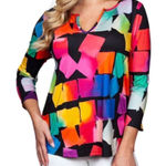 Sno Skins Bold Colorful Art to Wear Blouse | M Pink Size M Photo 0