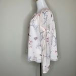 Saint Tropez West St. Tropez West Pink Floral Silk Blouse Ruffle Sleeve Sz Small Photo 2