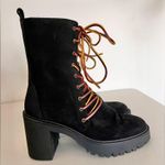 Free People Dylan Lace Up Chunky Mid Calf Suede Boots Black Women’s Size 8.5 Photo 6