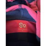 Vintage Y2K Hoodie Womens M Pink Stripe Waffle Knit‎ Pullover Henley Babydoll Size M Photo 6