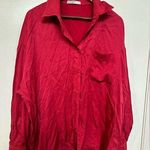 Stateside Anthropologie Button Down Red Blouse Size L Viscose NWOT Photo 0