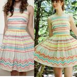 Anthropologie  Plenty tracy reese sunglow embroidered striped fit‎ flare dress 6 Photo 1