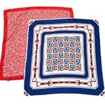 Bundle of 2 Scarves Red Heart Print & Blue Equestrian Horse Bit Square Scarves Photo 4