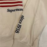 DC Comics NWOT Superman Cream Off-white American Flag Oversized Sweatshirt XL Photo 1