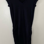Athleta Topanga Shirt Dress Black Ruched Cap Sleeve V-Neck Stretch Size XS Photo 0