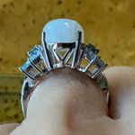 Natural Rainbow Moonstone London Blue Topaz Sterling Silver Ring Size 6.75 Photo 1