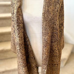 Pashmina  Paisley Tan, Chocolate Brown, Metallic Gold Thread Scarf Shawl Wrap Photo 0