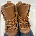 L.L.Bean Women’s 8” Unlined Bean Boots in Tan/Bright Navy/Gum Size 7N Photo 2