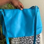 Cato 2000s y2k Blue leather hand shoulder bag crossbody purse with green stitching and buckle pocket details Photo 1