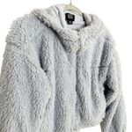 BDG Urban Outfitters Teddy Hoodie Cropped Blue Women's Size Small Cozy Fuzzy Photo 4