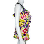 EXPRESS  Shirt Womens XS‎ Pink Yellow Floral Flowers Ruffle Romantic Feminine Photo 1
