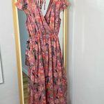 Band of Gypsies pink floral chiffon faux wrap maxi dress Photo 7