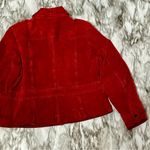 Style of New York Petite Women’s Sz L Red Suede Button Down Jacket Fall Festive Photo 5