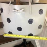 Kate Spade White Leather & Silver Glitter Polka Dot Oversized Tote Shoulder Bag Photo 7