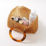 Amber Transparent Beaded Acrylic HandBag Wedding, Casual like Cult Gaia Custom Brown Photo 4