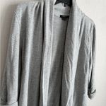 Theory Gray Shawl Collar 3/4 Ruched Sleeve Open Front Cardigan Womens M Classic Photo 1