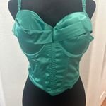 Satin Spaghetti Strap Party Crop Top Rave Cute Zip Back‎ Outfits Corset Size L Photo 1