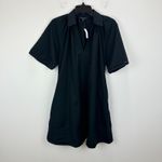 Madewell  Poplin Splitneck Mini Shirtdress Minimalist Relaxed Jet Black Small NWT Photo 6