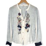 Desigual  | Small | Boho Embroidered Sequin Birds Long Sleeve Collarless Shirt Photo 3