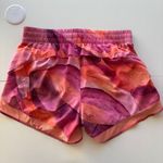 Athleta  Printed Mesh Racer Run Short 4" Pink Orange Abstract Leaf Size S Photo 1