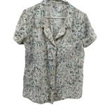 Rebecca Taylor Eberjey x  Silk Pajama Top Button Up Chest Pocket Floral Large Photo 0