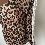 Cheetah Print Fringe Shawl Top Multi Size L Photo 3