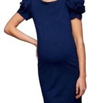 Pietro Brunelli Flower Sleeve Sheath Dress Maternity Size S Navy Blue Photo 0