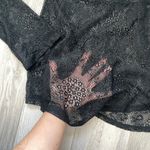 Whimsigoth Lace Top v neck sheer peplum long womens Black small flowy dark witch Photo 4