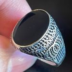 Cute black obsidian S925 silver ring size 7.5 Photo 6