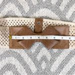 Faux Leather Cognac Brown Cream Crochet Waist Belt Small Photo 7