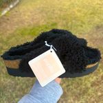 NEW! BIRKENSTOCK Papillio Daytona‎ Shearling Teddy Sandals Black 38 / 7 US Photo 2