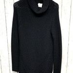 Trina Turk Sweater Women Size M Black Turtleneck Cable Knit Long Sleeve Tunic Photo 0