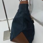 Michael Kors  Navy Nylon Leather Trim Tote Bag Gold Logo Lock Charm Photo 7