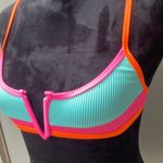 Color block bikini top woman’s size small (orange,pink, aqua color block) Orange Photo 3