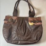 Renzo Costa Elegant Brown Leather Shoulder Bag with Tan Accents Photo 0