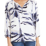 Nic+Zoe  Botanical Leaf Print Tunic Blouse Womens XXL Split Neck Button Front Photo 0