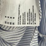 American Eagle  Smocked Off the Shoulder Pinstripe Blue White Bell Sleeve Top Photo 6