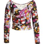 Open Edit  x Nordstrom | NWT | XS | Faux Wrap Long Sleeve Ruched Wide V-Neck Top Photo 3