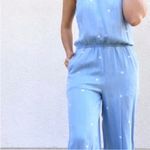 Cloth & Stone Anthropologie  Chambray Polka Dot Jumpsuit Cropped Wide Leg Photo 7