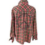 Retro 90s Large Junk Food Peace Sign Plaid Flannel Grunge Fall Red Logo Patch Photo 3