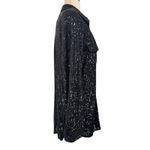 Guess  Sequin Button Up Collared Boyfriend Holiday Oversized Blouse Top Glam Sz M Photo 5